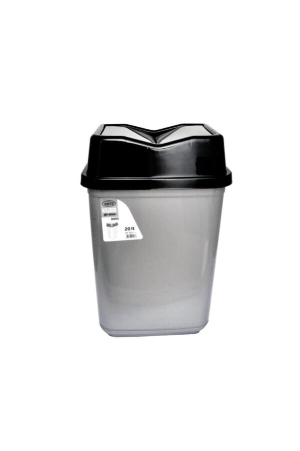20 Litre x Butterfly Swing Bin. Lidded Dustbin. Plastic Rubbish Waste Bin. (Beige with Coffee Top)