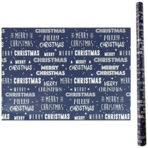 3 x 5M Christmas Gift Wrap Rolls Traditional Wrapping Paper Navy Blue