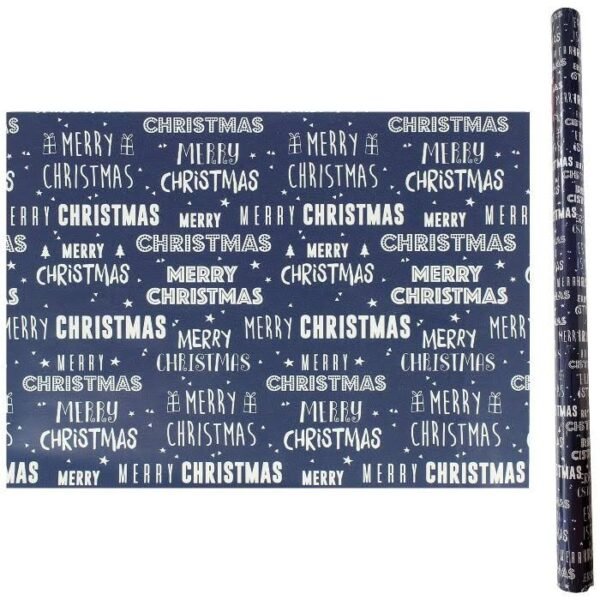 3 x 5M Christmas Gift Wrap Rolls Traditional Wrapping Paper Navy Blue