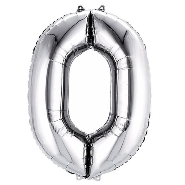 34INCH Foil Silver Number 0 Balloon