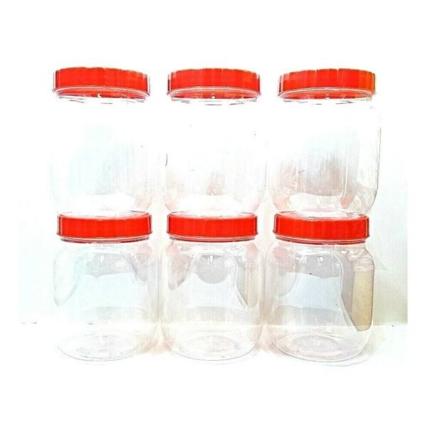 (750ml) 6 pcs Red Lid Plastic Round Pet Jars Food Grade Odourless Containers 50 ? 3000 ml