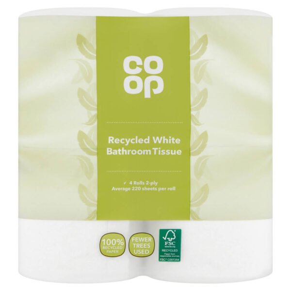 Co Op Recycled White Bathroom Tissue 4 Rolls 2-Ply