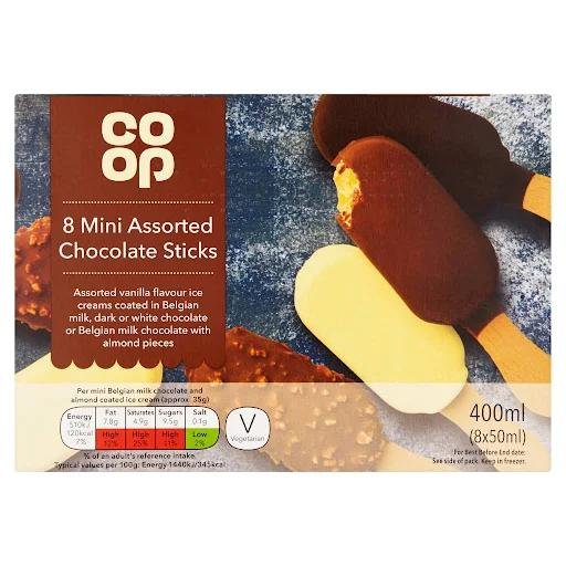 Co Op Mini Assorted Chocolate Sticks 8 x 50ml (400ml)