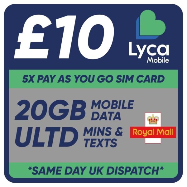 Lycamobile Pay As You Go Sim Card Includes Standard Micro Nano Sim