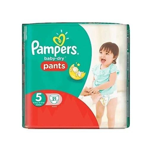 Pampers 5 Size, Baby Dry Nappy Pants (21 Pack)