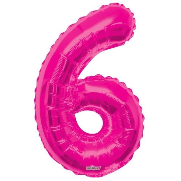 Pink Foil 34INCH Balloon- Number 6