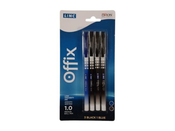 Shop Inc Pack of 4 Linc Pens 3 Black 1 Blue ? Stationery Office Home Desk School
