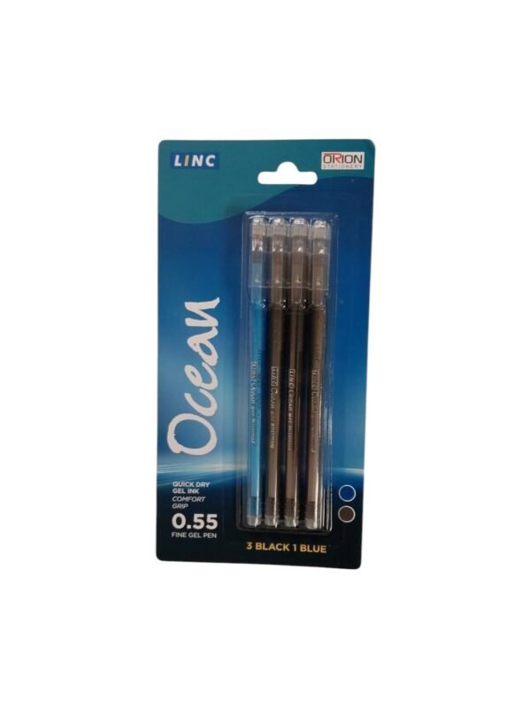 Shop Inc Pack of 4 Ocean Gel Pens 3 Black 1 Blue ? Stationery Office School Home Desk