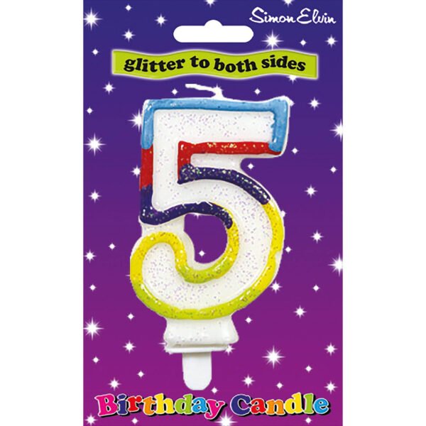 Simon Elvin Number 5 Glitter Birthday Candle