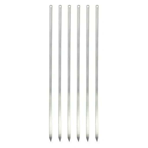 TStar Kebab Skewers Set of 6 BBQ Flat Metal Barbecue Grilling Skewers Sticks Reusable Extra Long Wide Metal Skewer Shish Kabob Kebab Meat Barbecue