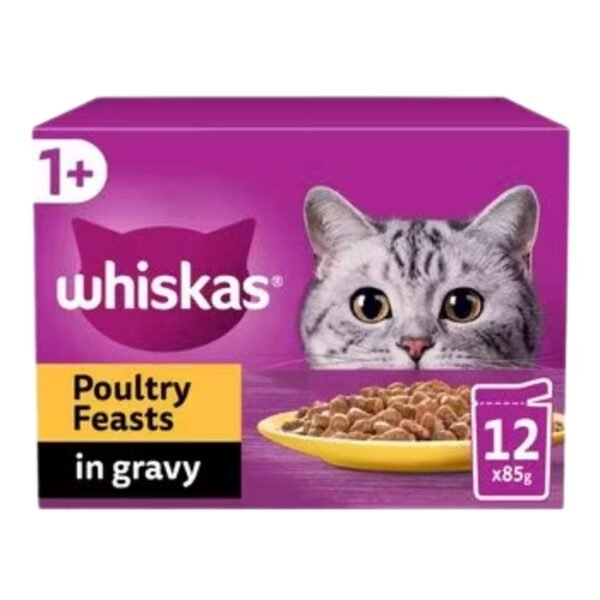 Whiskas 1+ Cat Pouches Poultry Feasts in Gravy ? 12 x 85g
