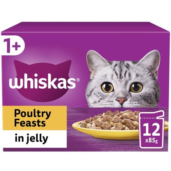 Whiskas 1+ Cat Pouches Poultry Feasts in Jelly ? 12 x 85g